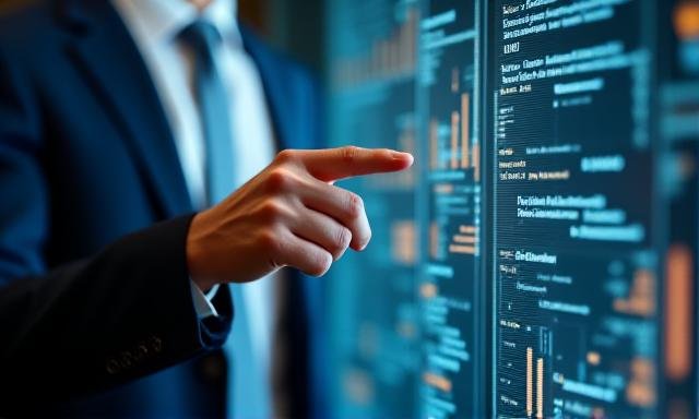 Business executive presenting risk data